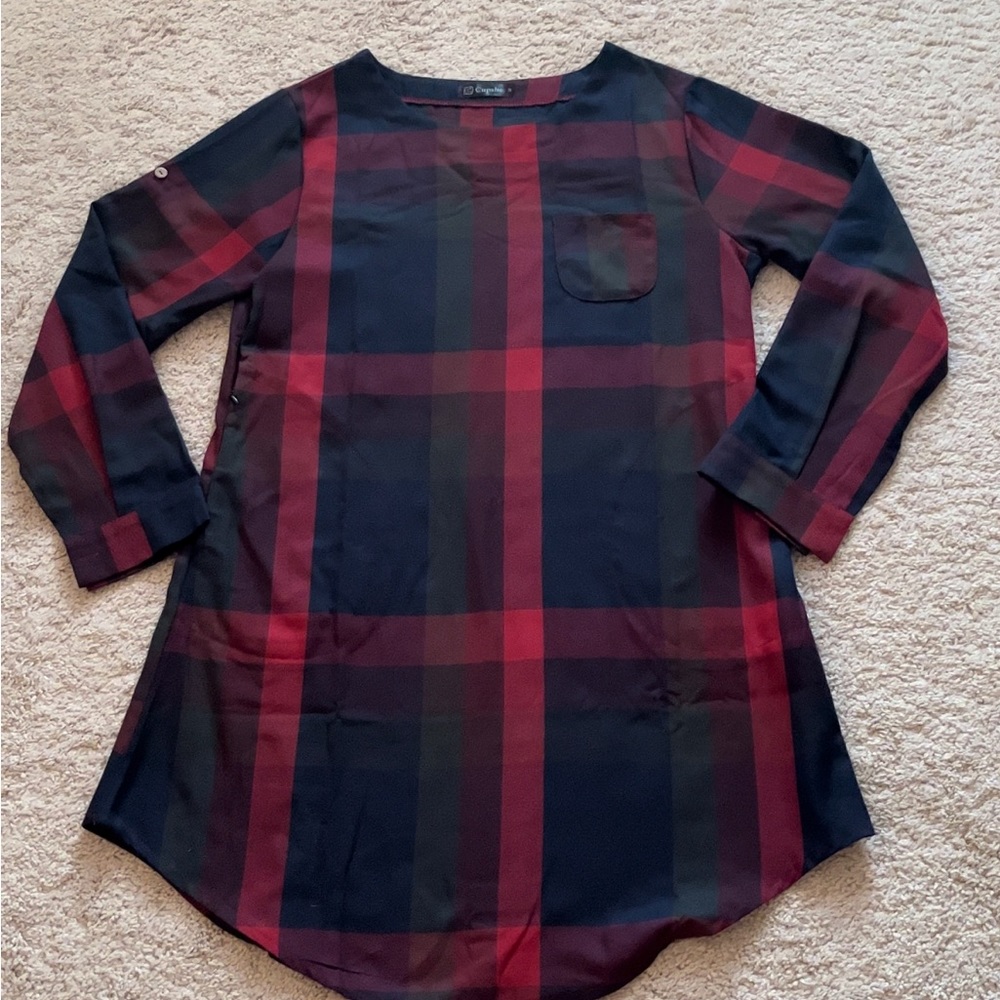 CupShe Medium Plaid Fall long sleeved dress